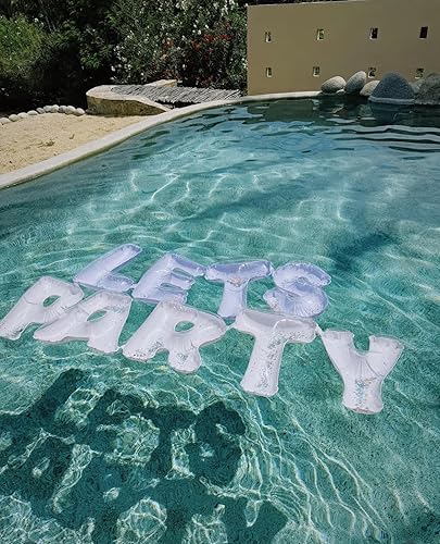 Miniatura 5 de NPW Let's Party - Flotador de piscina con letras inflables para fiesta de piscina, decoraciones de fiesta en la piscina, letras flotantes grandes