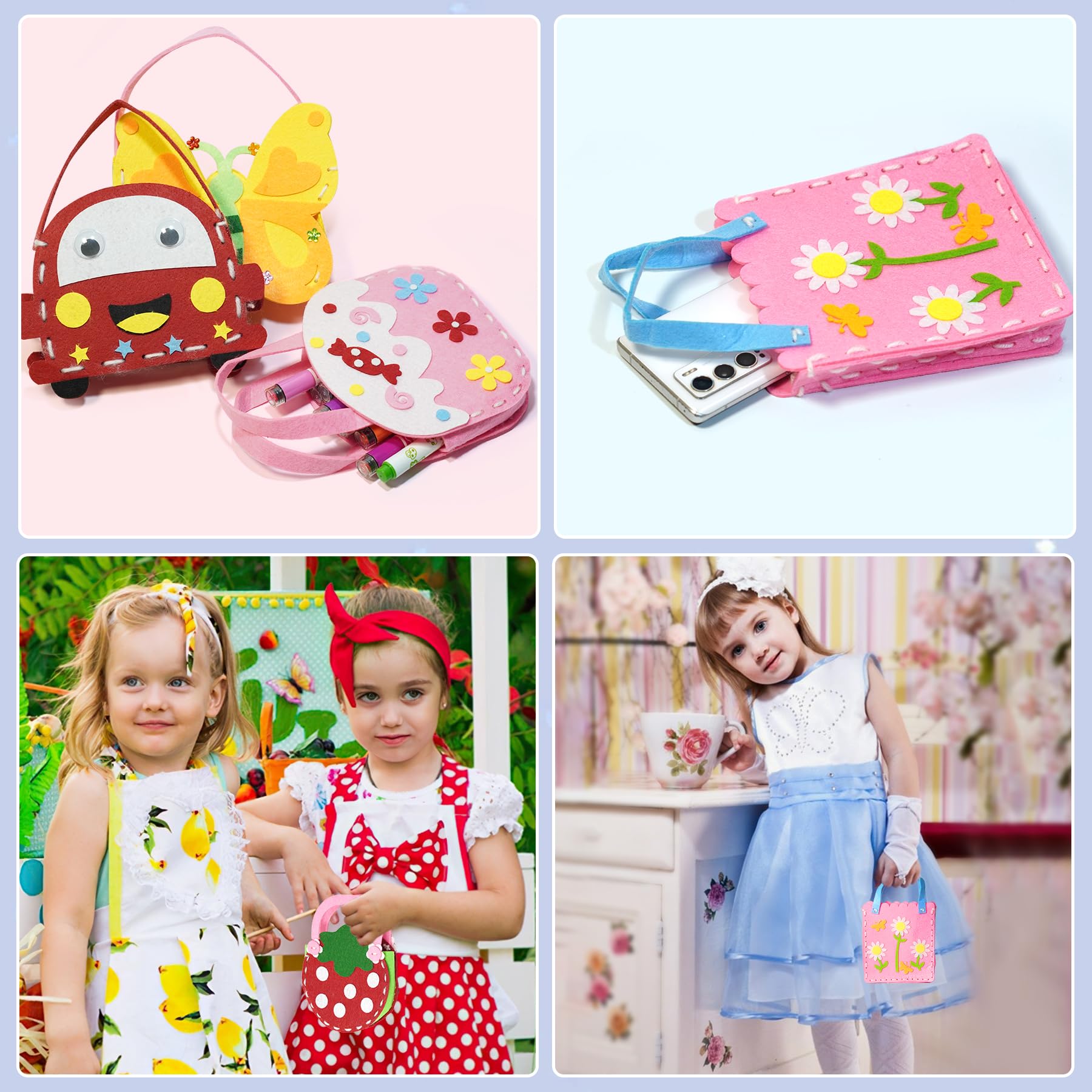 OPUHOHR 9 PCS Sewing Kit for Kids DIY Purse Sewing Kit, Kids Sewing Crafts Supplies - Image 4
