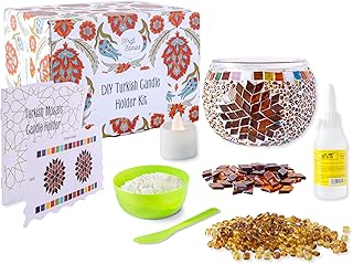 28 Recycled Glass Home Decor Ideas For Eco Lovers 20 KRAFTSTORIES Turkish Mosaic DIY Candle Kit - Glass Decorative Tealight H...