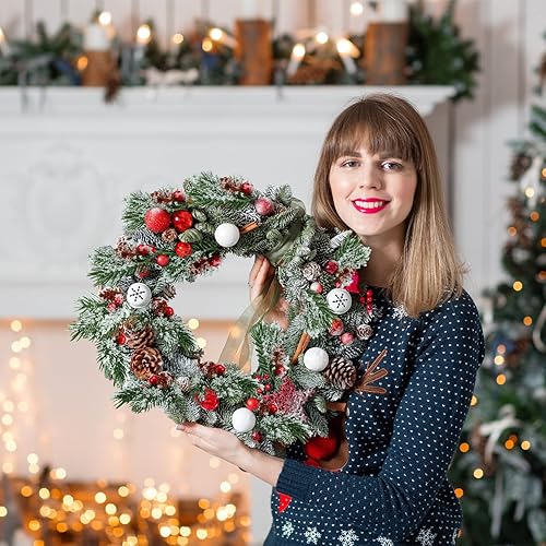 Miniatura 18 de 48 piezas de púas y aerosoles de Navidad para árbol de Navidad, púas florales de acebo rojo bayas en aerosol para manualidades, ramas de pino Bonito