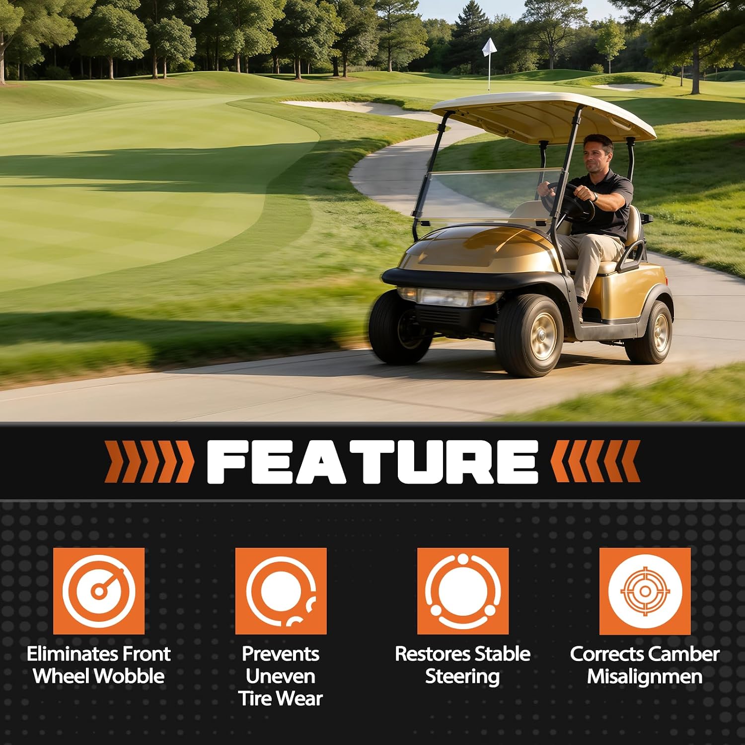 King Pin Camber Correction Kit Fit For Club Car Precedent 2004-UP Fit For Club Car Onward 2017-UP Fit For Club Car Tempo 2018-UP Golf Cart Lift Kit Replaces LIFT-191