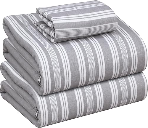 Vista 330 de RUVANTI Juego de sábanas de franela 100% algodón, tamaño matrimonial, 4 piezas, Alpine Serenity Serenidad alpina