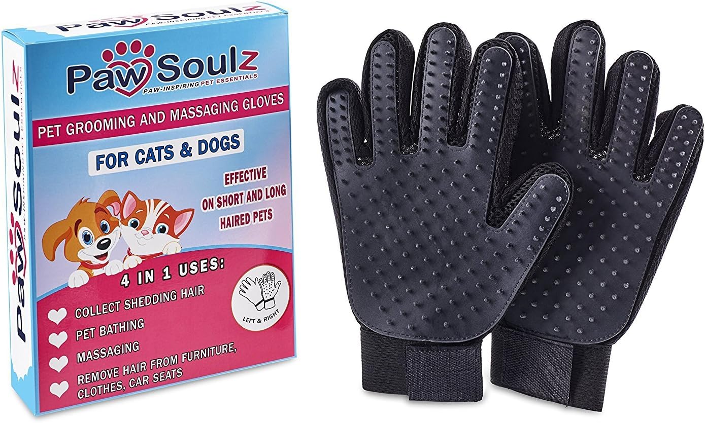 4 in1 Pet Hair and Grooming Brush Gloves for Deshedding Bathing Massage Effortless Fur Removal Lightweight and Breathable Perfect for Cats Dogs Horses with Long Short Fur