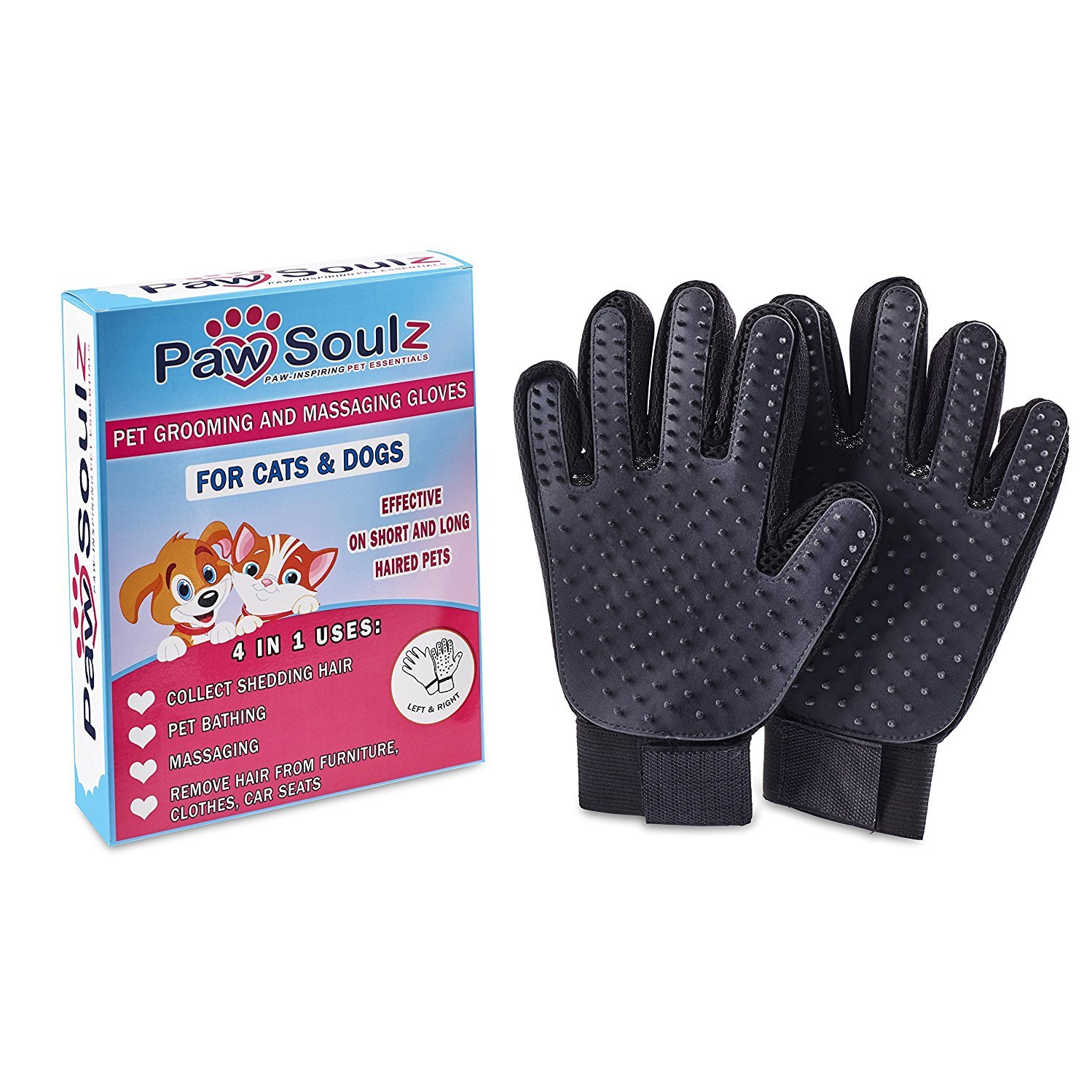 4 in1 Pet Hair and Grooming Brush Gloves for Deshedding Bathing Massage Effortless Fur Removal Lightweight and Breathable Perfect for Cats Dogs Horses with Long Short Fur