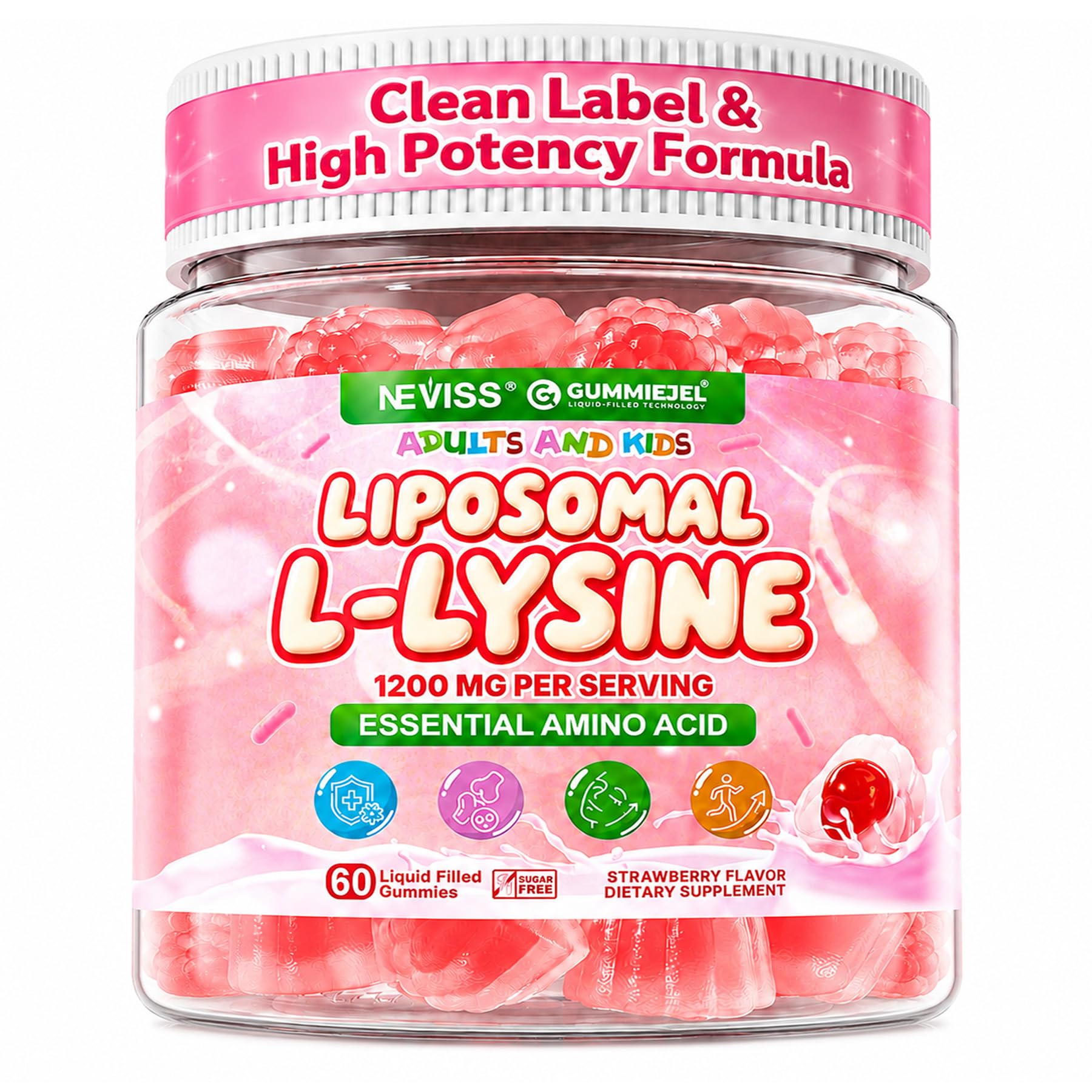 Liposomal L-Lysine Gummies 1200mg | High Absorption Immune & Skin Support