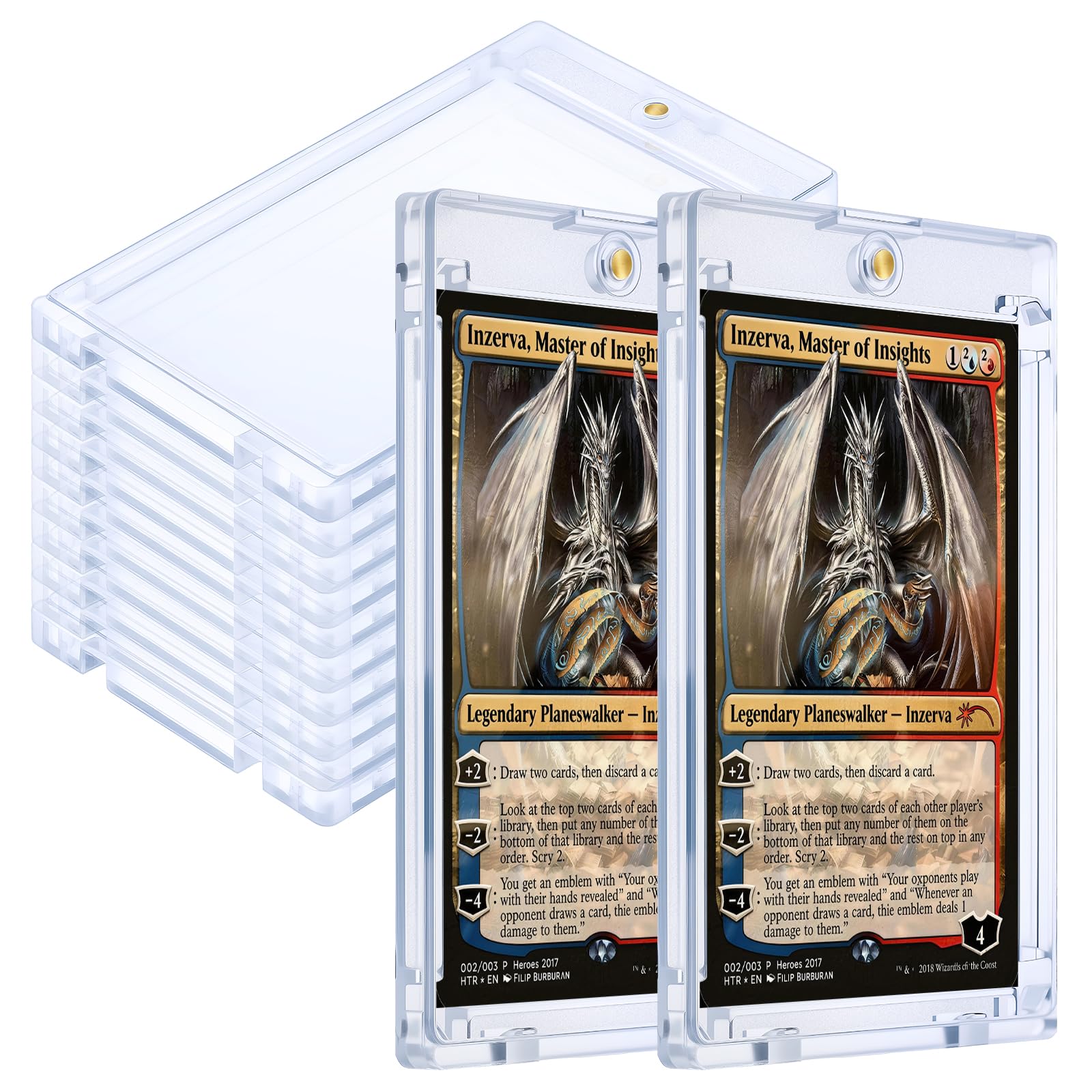 AOOHA 35PT Magnetic Card Holder,10PCS Clear Magnetic Trading Card Holder One Touch,Storage Case,Display and Storage for Standard Sport/Game/Trading Cards
