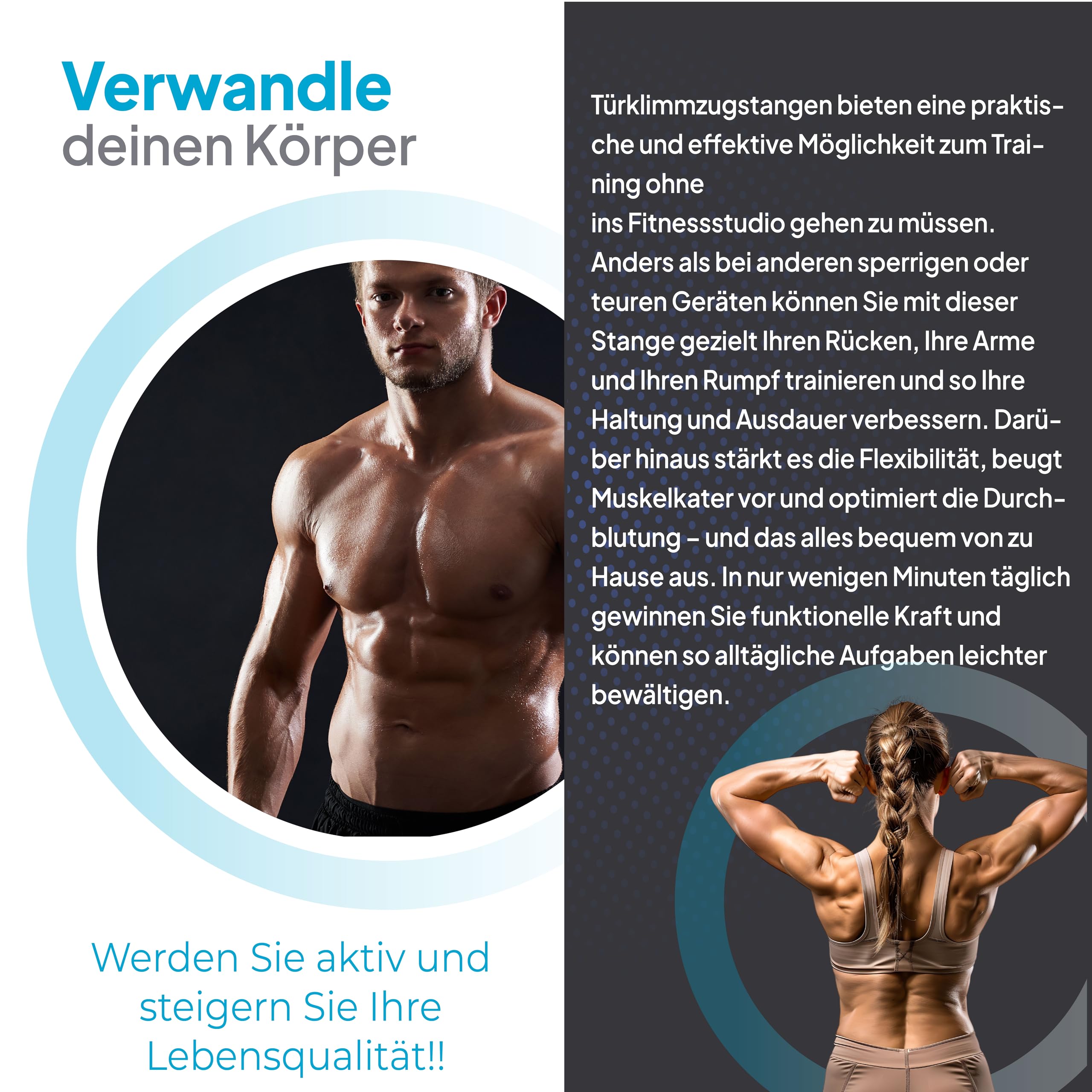 OcioDual Klimmzugstange Türrahmen Schraubenlose, Klimzugststange für Tür + Suspension-Trainingsgurte, Klemmstange Türrahmen, Heimübung, Heimfitness, Pull Up Bar Door, Reckstange indoor