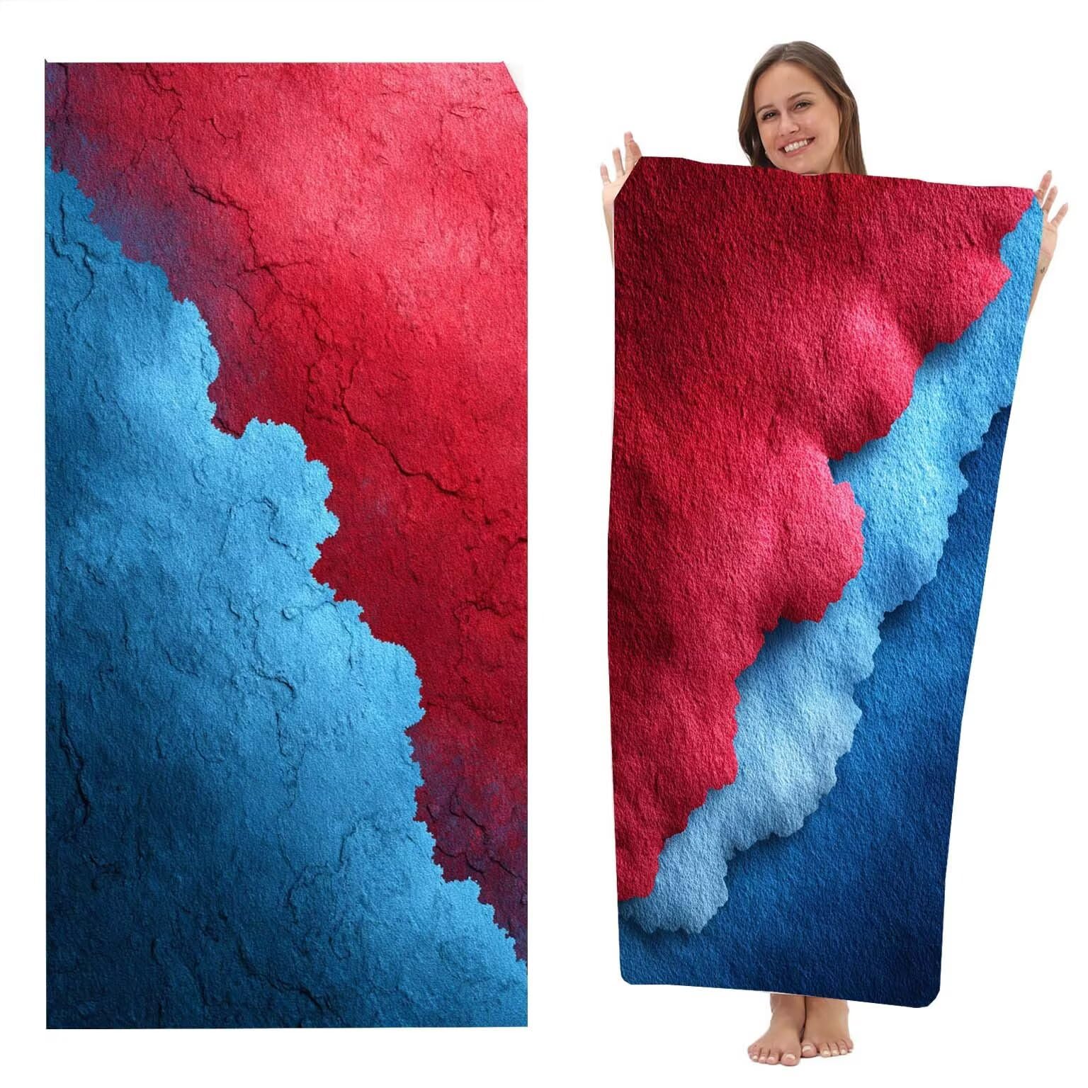 Duży ręcznik plażowy XXL 90 x 200 cm, szybkoschnący ręcznik z mikrofibry, chłonny, ultra miękki i kompaktowy, ręcznik bez piasku, koc plażowy damski na siłownię prezent, opakowanie 2 szt
