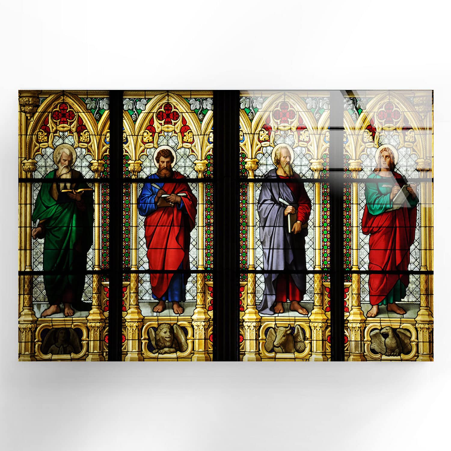 Myphotostation, Cattedrale di Colonia, arte da parete in vetro temperato colorato, 76 x 60 cm, arte da parete astratta moderna, stampa su vetro, grande arte da parete per soggiorno, pannello in vetro