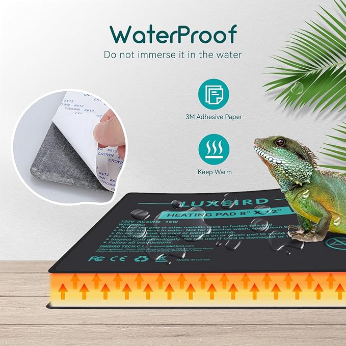 Almohadilla térmica para reptiles Luxbird 8x12 pulgadas con termostato LB-2SC miniatura 3