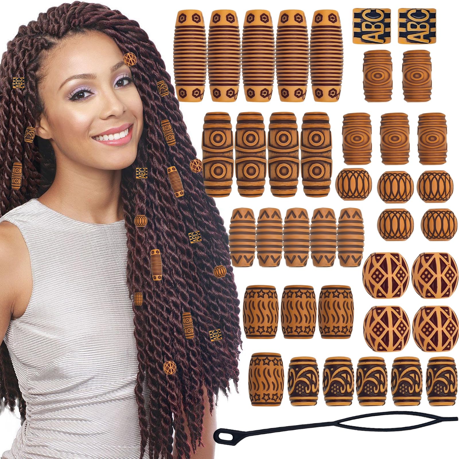 Bijoux Pour Cheveux En Cuivre Fait Main - Tresses, Locs & Twist - 4 Pièces Avec Cauris