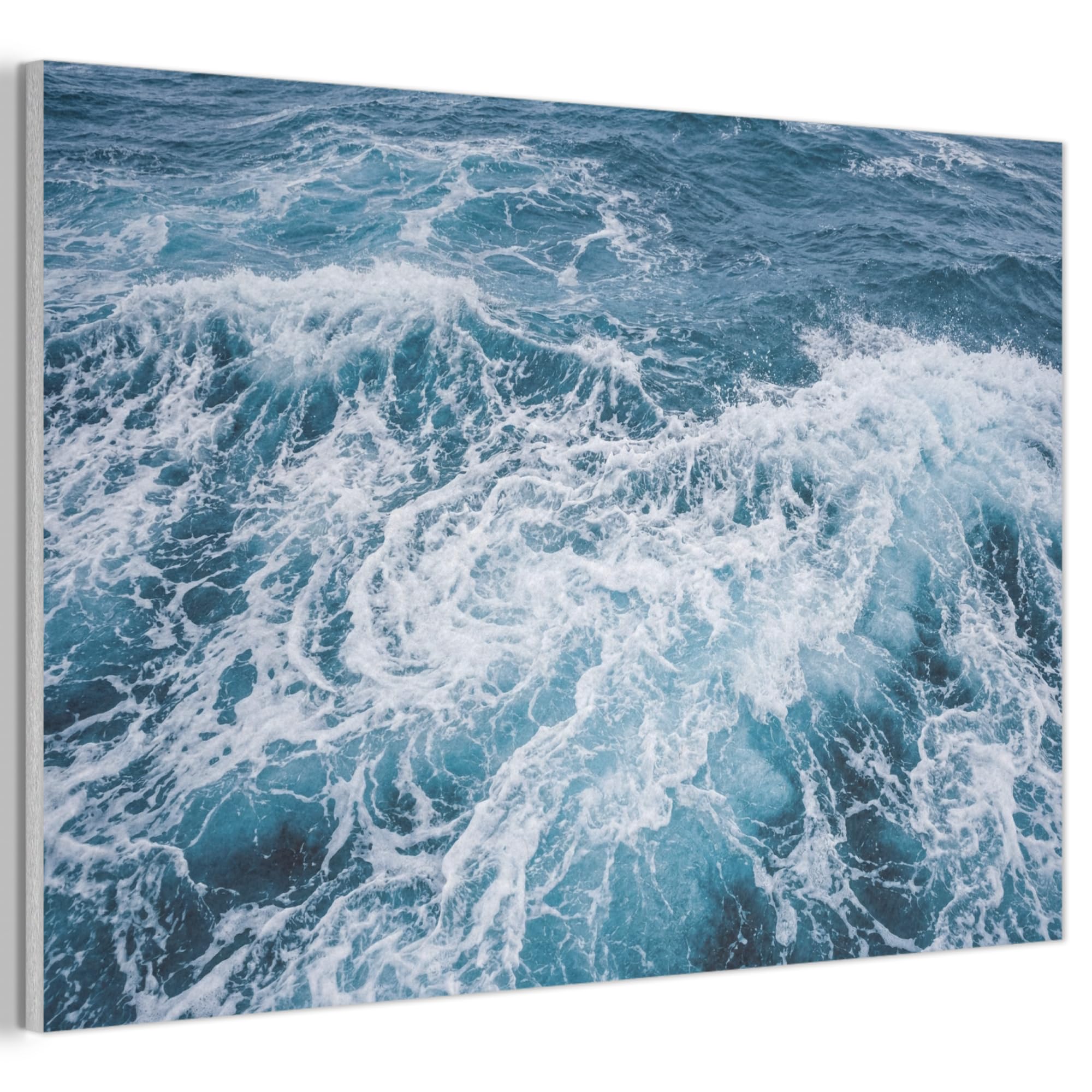 MuchoWow© Felt Panel 60x40 cm Framed Design Print Accent Interior Wallart Decoration Wall Art Waves - Ocean - Blue