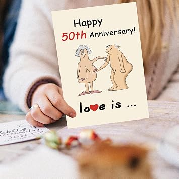Funny 50th Wedding Anniversary Card for Men Women, Funny 50 Years Anniversary Day Gifts for Couple Husband Wife, Happy Golden Anniversary Decorations Gifts Ideas