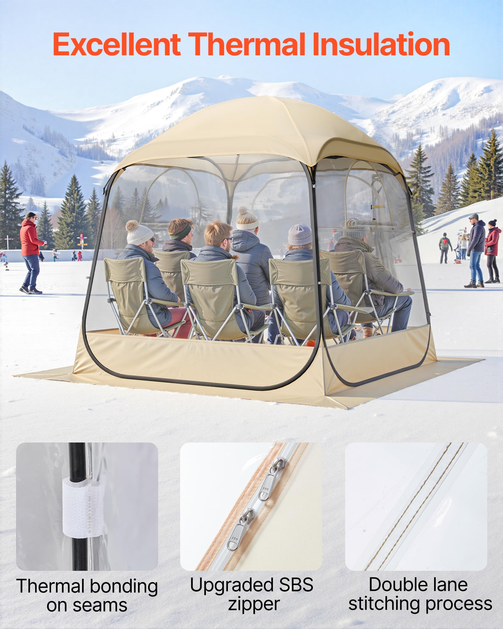 VEVOR Tente de Sport Pop up, 4 Tailles optionnelles, Tente à Bulles Transparente pour 1 à 6 Personnes, Pod d'extérieur étanche avec Tapis de Sol et Housse supérieure, tentes de Jardin Igloo dôme abri