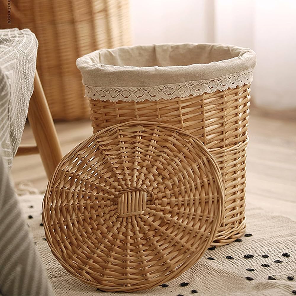 籐籠✳︎ランドリーバスケット2段✳︎レトロ✳︎取り外し可能✳︎ 籐籠✳︎ランドリーバスケット2段✳︎レトロ✳︎取り外し可能