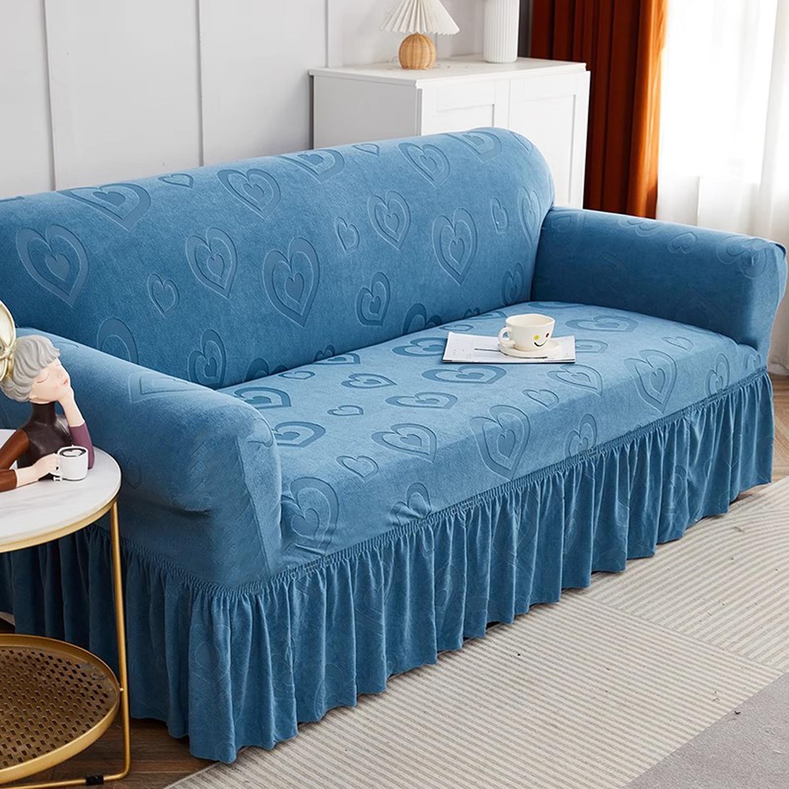 Housse de canapé extensible velours 1 2 3 4 places pour canapé sectionnel