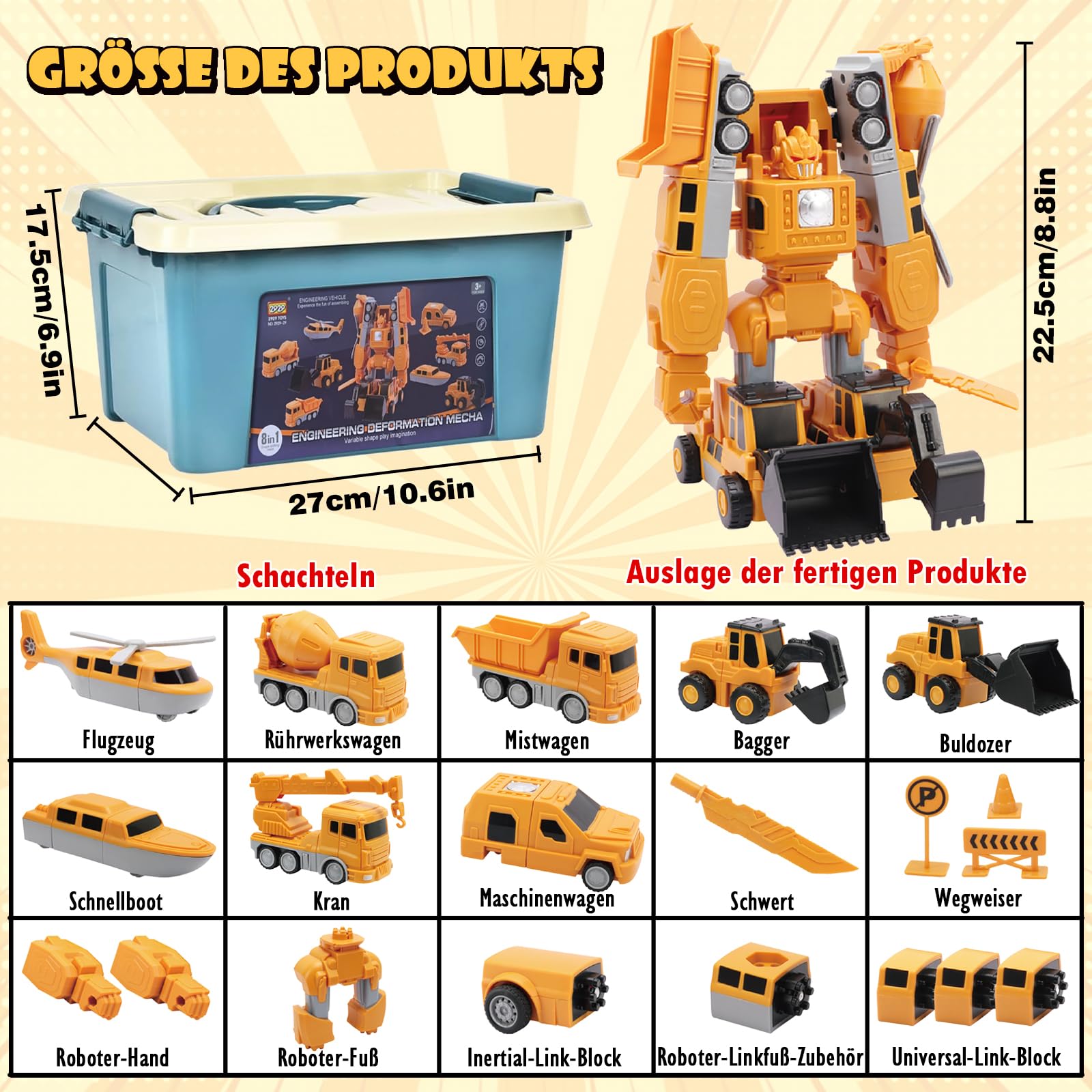 Robot Magnetico Trasformabile Auto, Giocattolo Di Ingegneria 35 Pezzi, Costruzioni Fai Da Te Con Scatola, Per Bambini 3-9 Anni