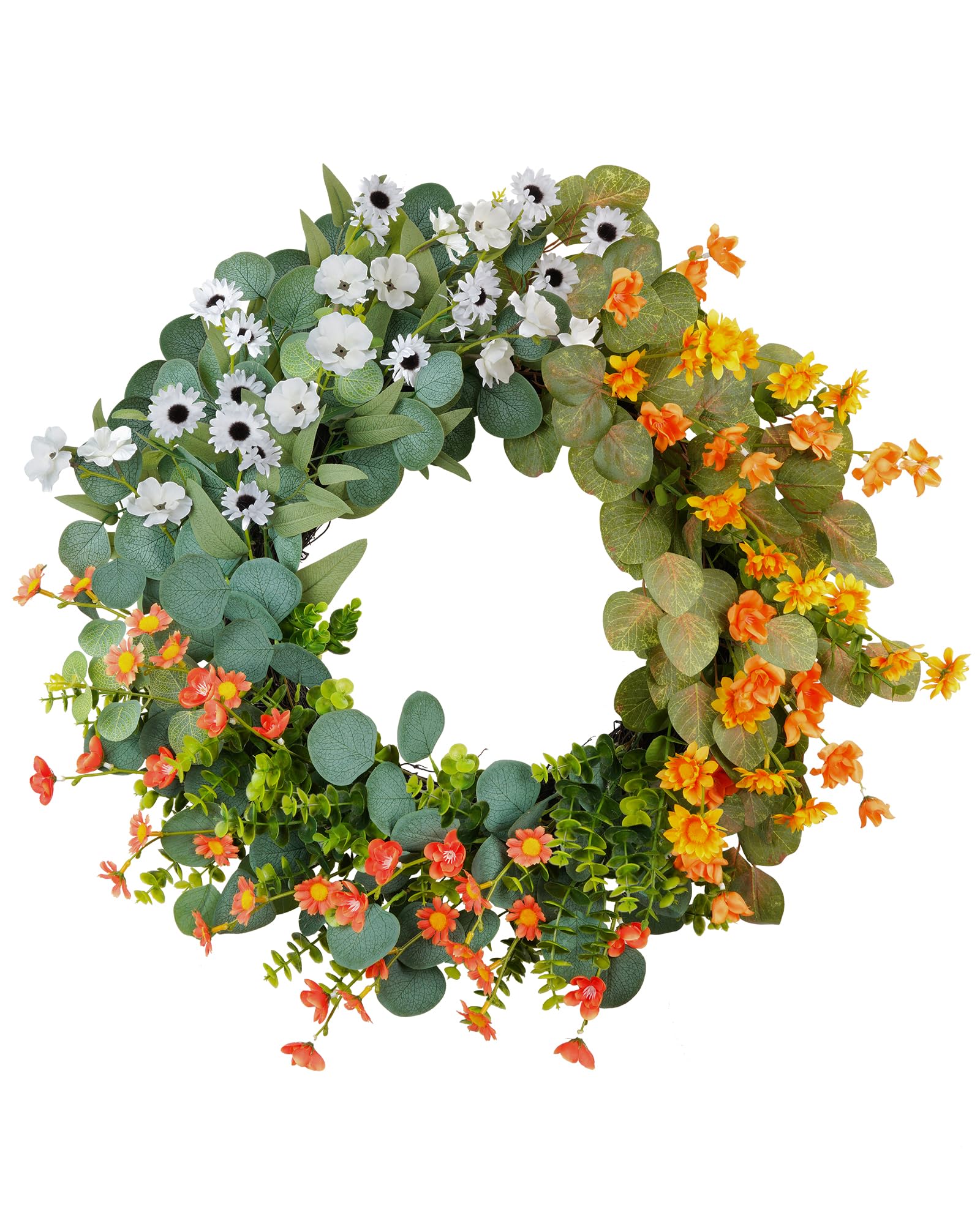 DDHS Summer Wreaths For Front Door,24 Inch Large Eucalyptus Wreath