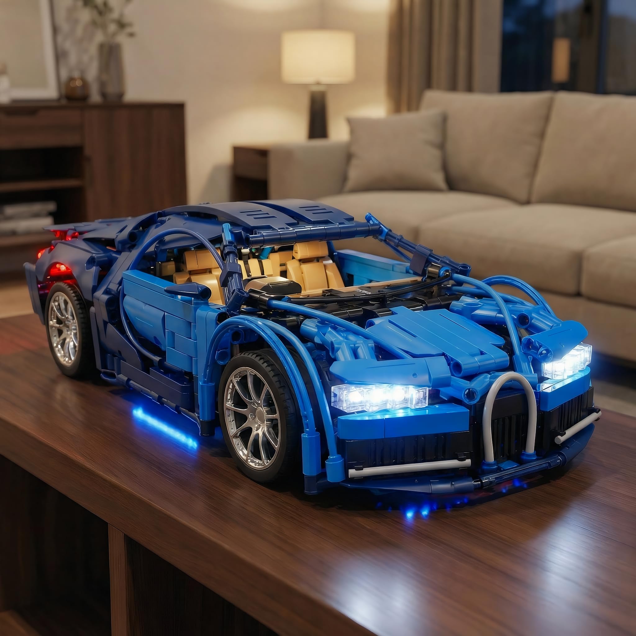 auto RC, auto telecomandata, 1:14 con LED Modello Kit | Auto RC: luci LED, sterzo funzionale, parti motorizzate e cofano mobile; costruzione in famiglia, guida indoor, esposizione