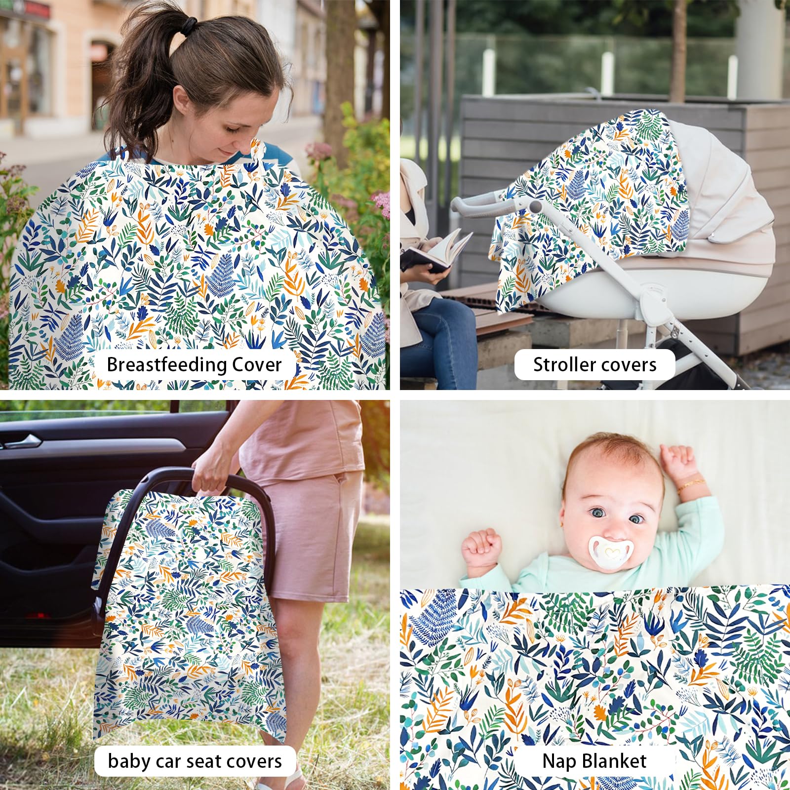 Tablier d'allaitement respirant réglable 72 x 95 cm imprimé floral pour femme