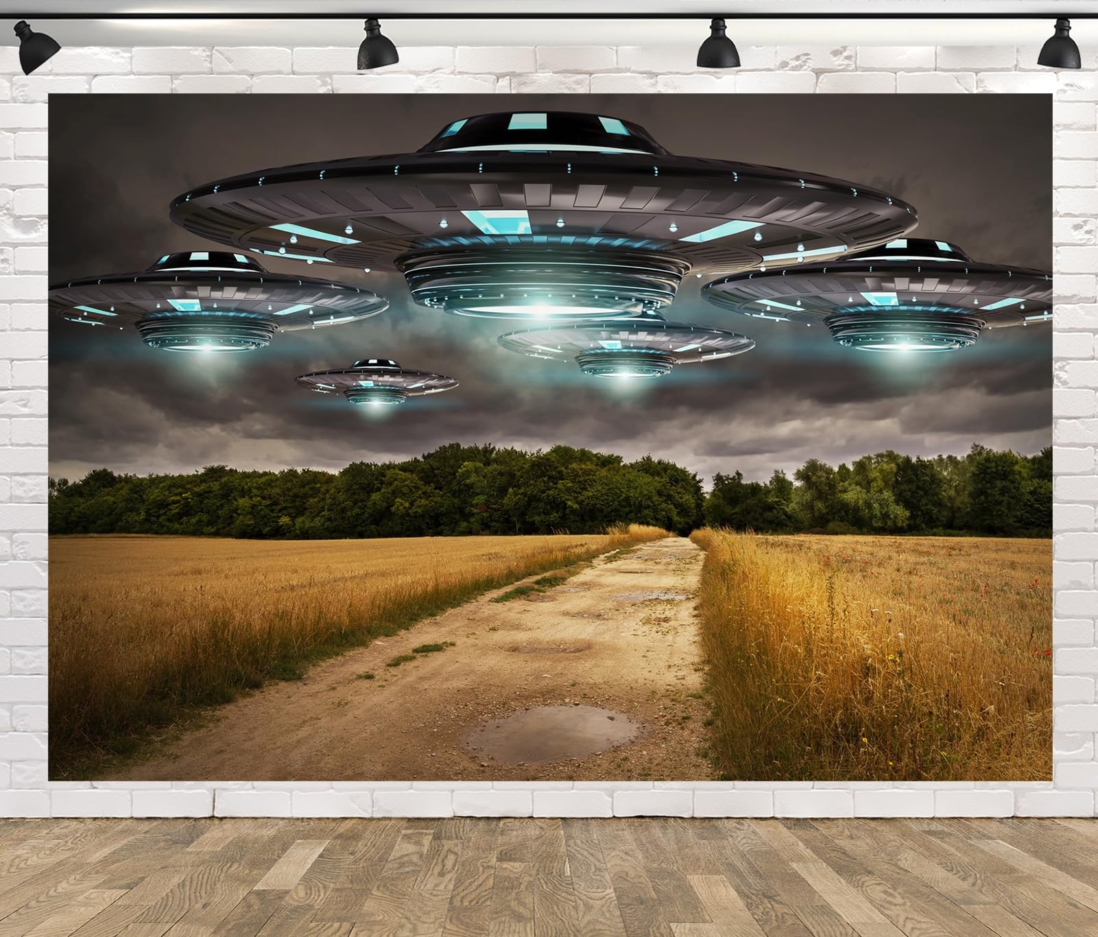 2.7x1.8m tkanina obcy UFO tło otwarte pole kosmita UFO artykuły na przyjęcie urodzinowe futurystyczna scena sceniczna baby shower ślub dekoracja wideo obrazy gobelin dzieci studio rekwizyty