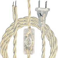 Vista 12 de Royal Designs, Inc. Cable de lámpara de rayón trenzado de 8 pies con enchufe NEMA-15P, interruptor de encendido/apagado, extremos pelados listos