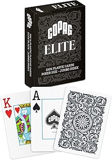 Elite 100% Plastic Playing Cards, Poker Size (Standard) Jumbo Index Single Deck (Black)