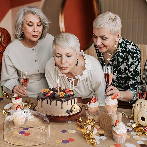 Miniatura 7 de Soporte para tartas con cúpula plato giratorio de madera de acacia y tapa acrílica bandeja para servidores de pasteles tocadiscos para decoración de