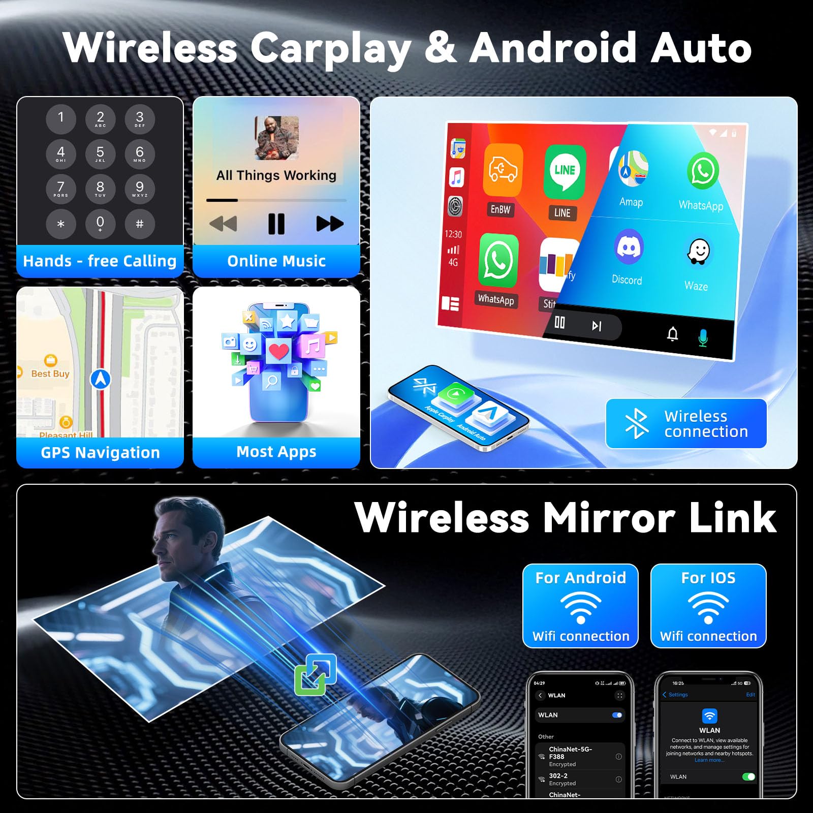 4G+64G Android 15 Carplay Android Auto Radio para Fiat Ducato 2008-2015 Citroen Jumper/Peugeot Boxer 2011-2015 Pantalla Radio Coche 9 Pulgadas con WiFi GPS SWC Bluetooth FM RDS Cámara de Marcha Mic