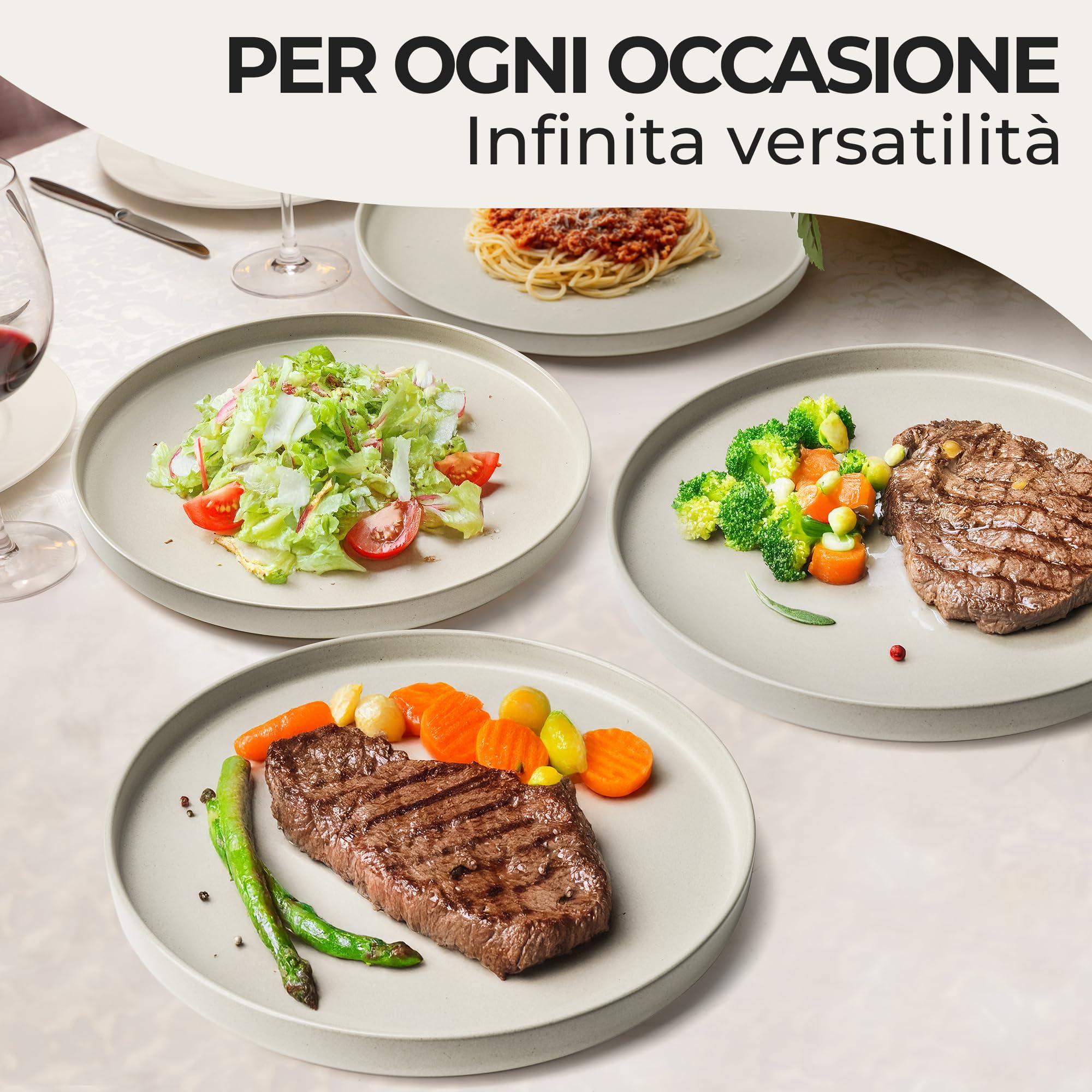 MIAMIO - Set di stoviglie per 4 persone/Set di stoviglie in pietra da 12 pezzi in beige/Lavastoviglie e microonde - Collezione Sierra (chiaro, (12x))
