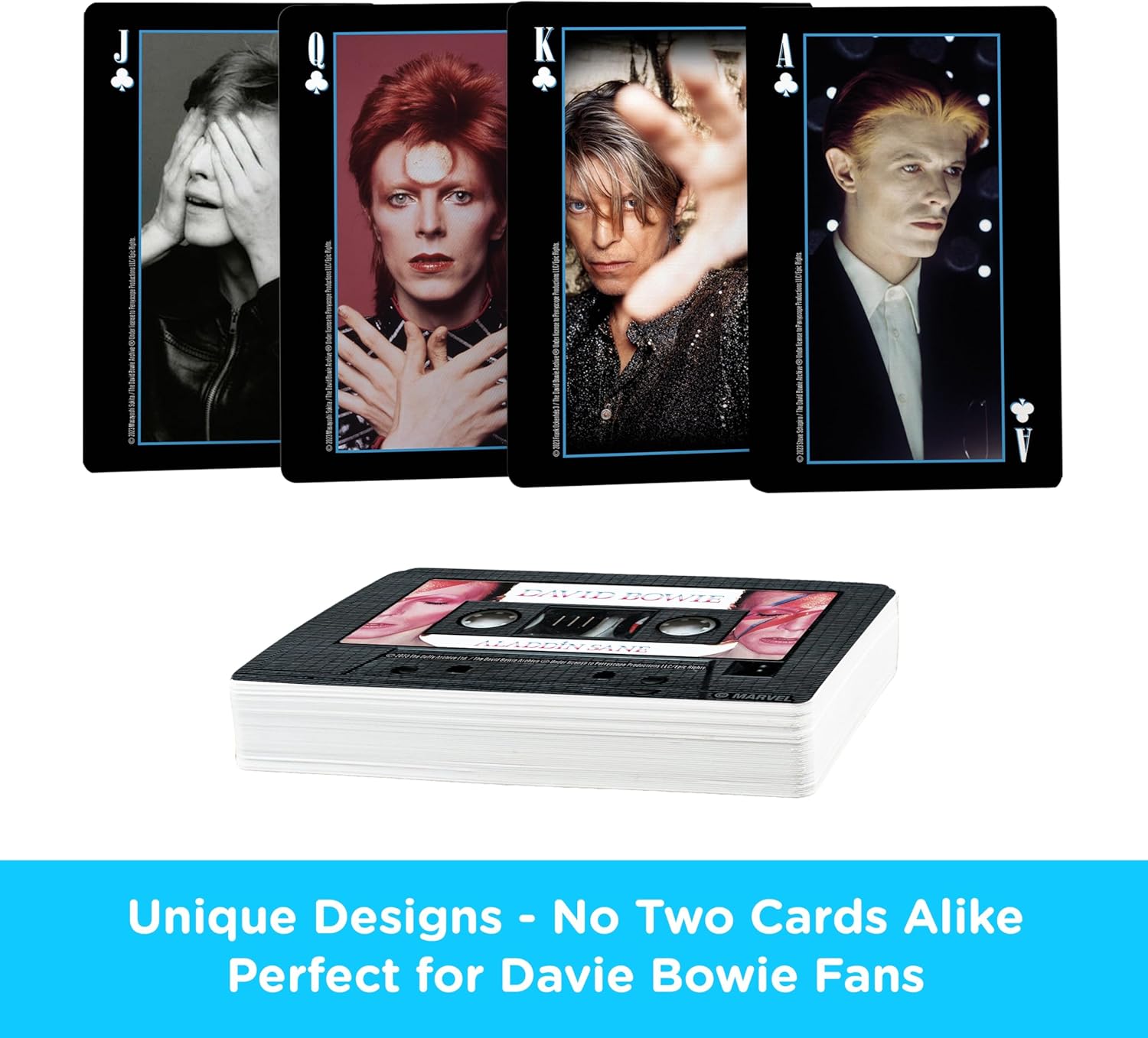 Aquarius David Bowie Cassette Premium Playing Cards -David Bowie Themed Deck of Cards for Your Favorite Card Games - Officially Licensed David Bowie Merchandise & Collectibles
