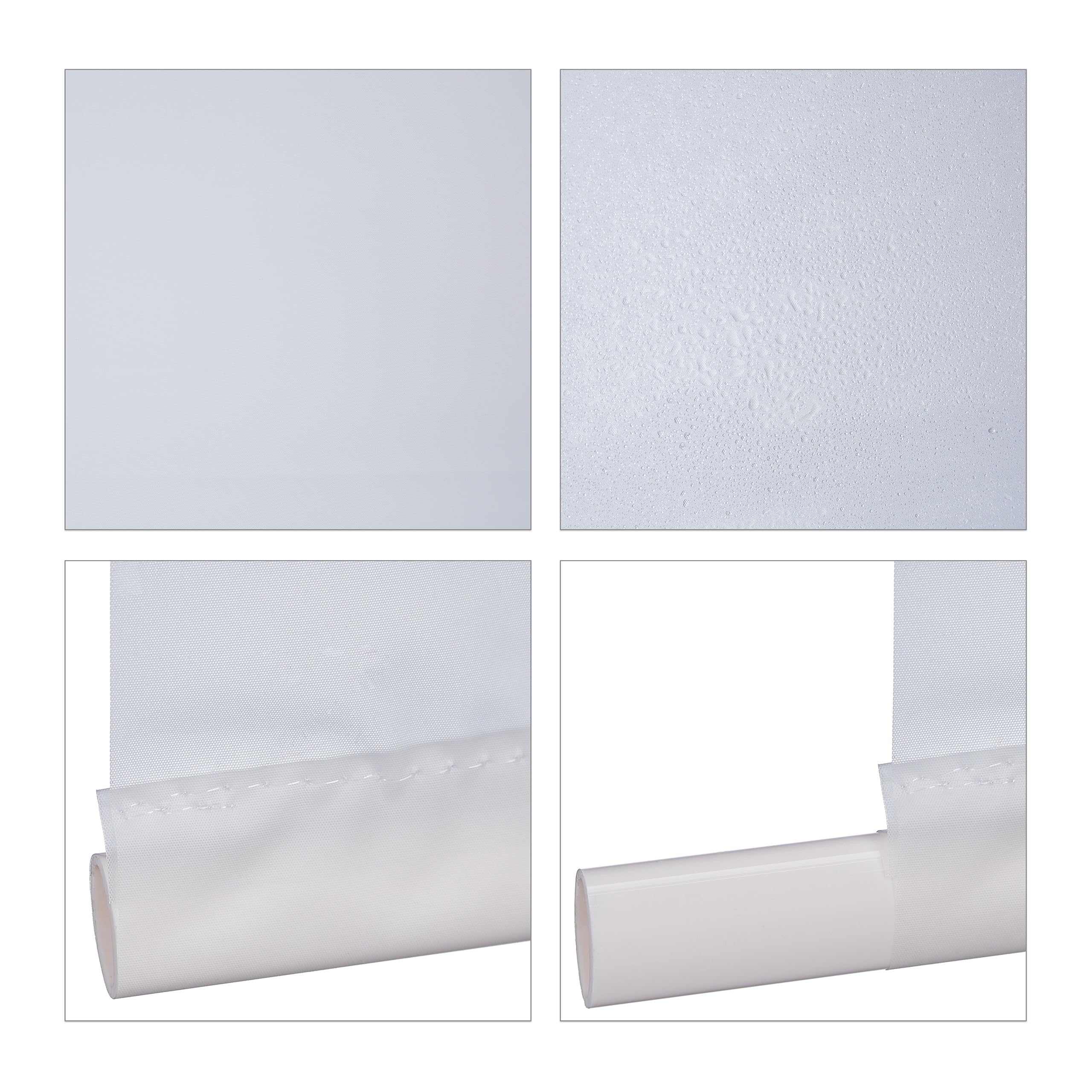 Relaxdays Duschrollo, 140x240 cm, Seilzugrollo für Dusche & Badewanne, Decke & Fenster, Badrollo wasserabweisend, weiß
