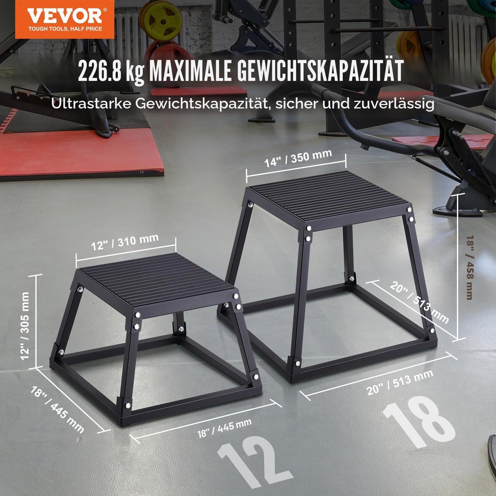 VEVOR 4-teilige Plyometrische Sprungboxen, 305/458/609/762 mm Plyometric Box