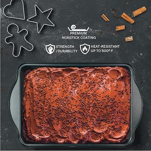 Miniatura 6 de DecorRack Sartén antiadherente para lasaña, sartén para hornear y asar de 12.5 pulgadas, utensilios para hornear resistentes para horno (paquete de
