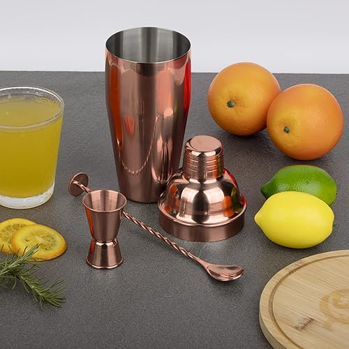 Miniatura 6 de Juego de coctelera grande de 24 onzas, mezcladora de martini de acero inoxidable 188 con colador integrado, jigger medidor y cuchara mezcladora,
