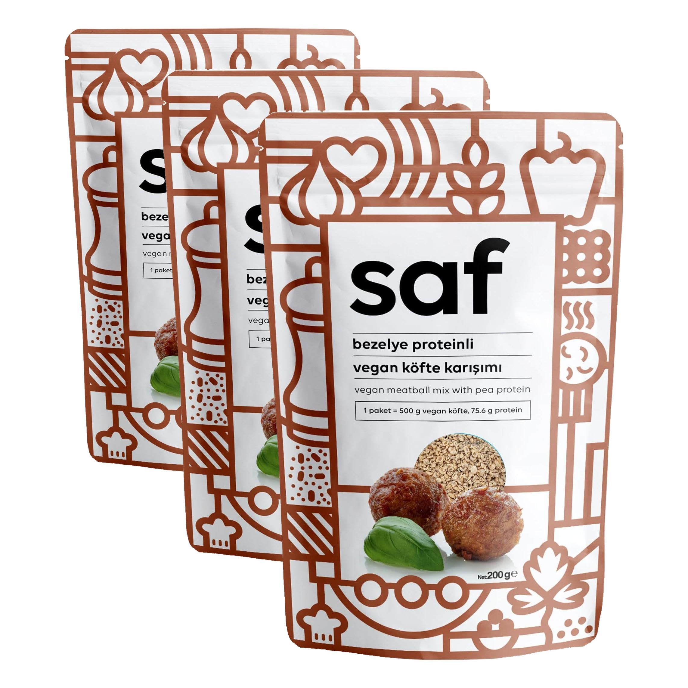 Saf Bezelye Proteinli Vegan Köfte Karışımı, 200gr (3 paketi)