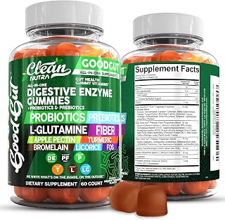 Clean Nutraceuticals Digestive Enzymes Gummies with Probiotics, Prebiotics & L-Glutamine - Vegan Gut Health Support for Men & Women