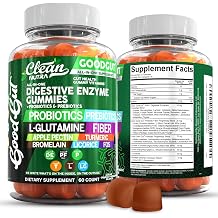 Clean Nutraceuticals Digestive Enzymes with Probiotics & Prebiotics for Digestive Health Gummies & L-Glutamine for Gut Health Bromelain Apple Pectin Inulin FOS Plant Based Vegan Gummy Vitamins