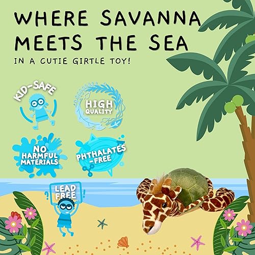 Miniatura 2 de Randimals Mezcla de animales de peluche híbridos de jirafa y tortuga, para niñas y niños, personajes de animales abrazables y suaves, juguetes