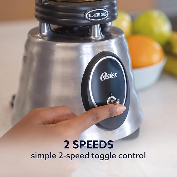 Oster Classic Series Heritage Blender with 6-Cup Glass Jar, 1000 Peak Watts, 600 Rated Watts, Stainless Steel Countertop Blender
