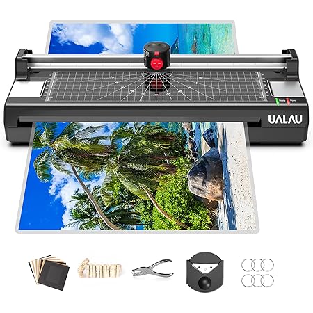 13 Inches Laminator Machine for A3/A4/A6, UALAU 7 in 1 Thermal Laminator with 20 Laminating Pouches, Paper Trimmer, Corner Rounder, Photo Frame, Laminating Machine for Home/School/Office Use