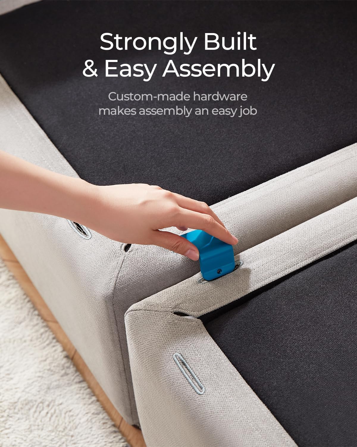 LINSY HOME Modular Sectional Sofa with Storage, 6 Seat Convertible U Shaped Sofa, Light Grey