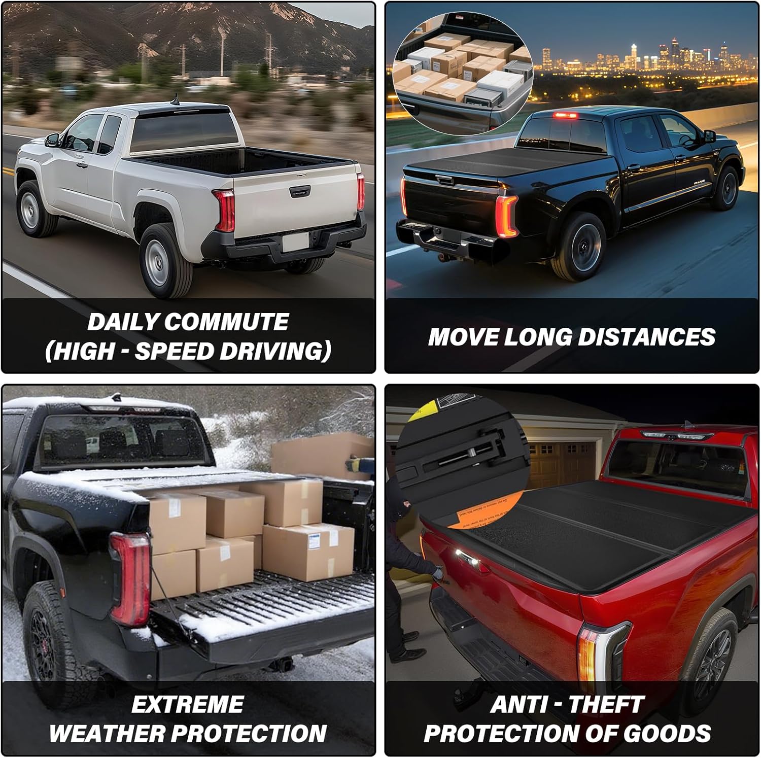 Bed Cover for 2022-2025 Toyota Tundra with 5.5FT 66.7" Hard Tri-Fold Truck Bed Tonneau Cover Waterproof & Heavy-Duty