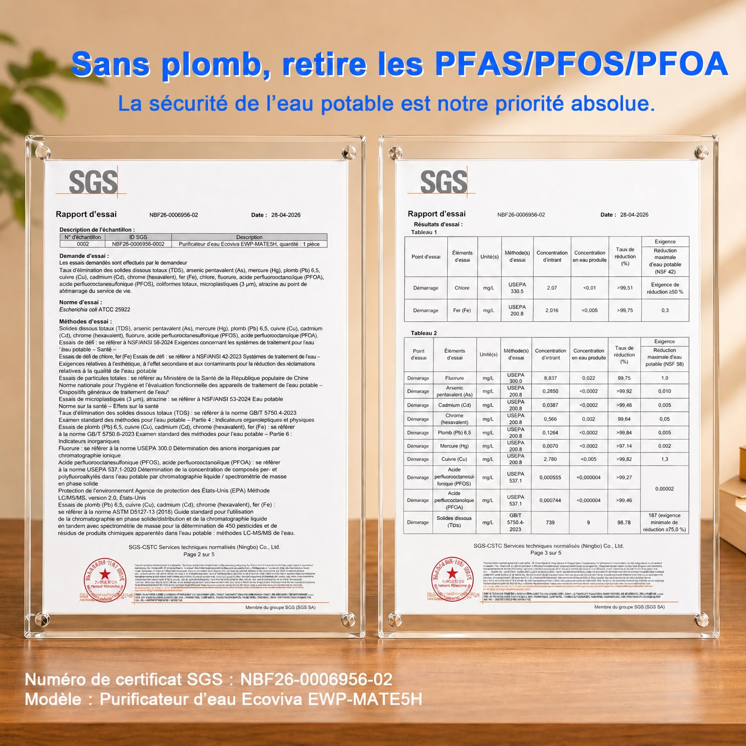 Ecoviva MATE 5H Système d'osmose inverse sur table – Filtre à eau de table avec 3 filtres séparés, stérilisation UV & distributeur d'eau chaude, réduction de PFAS d'eau, eau alcaline, compact
