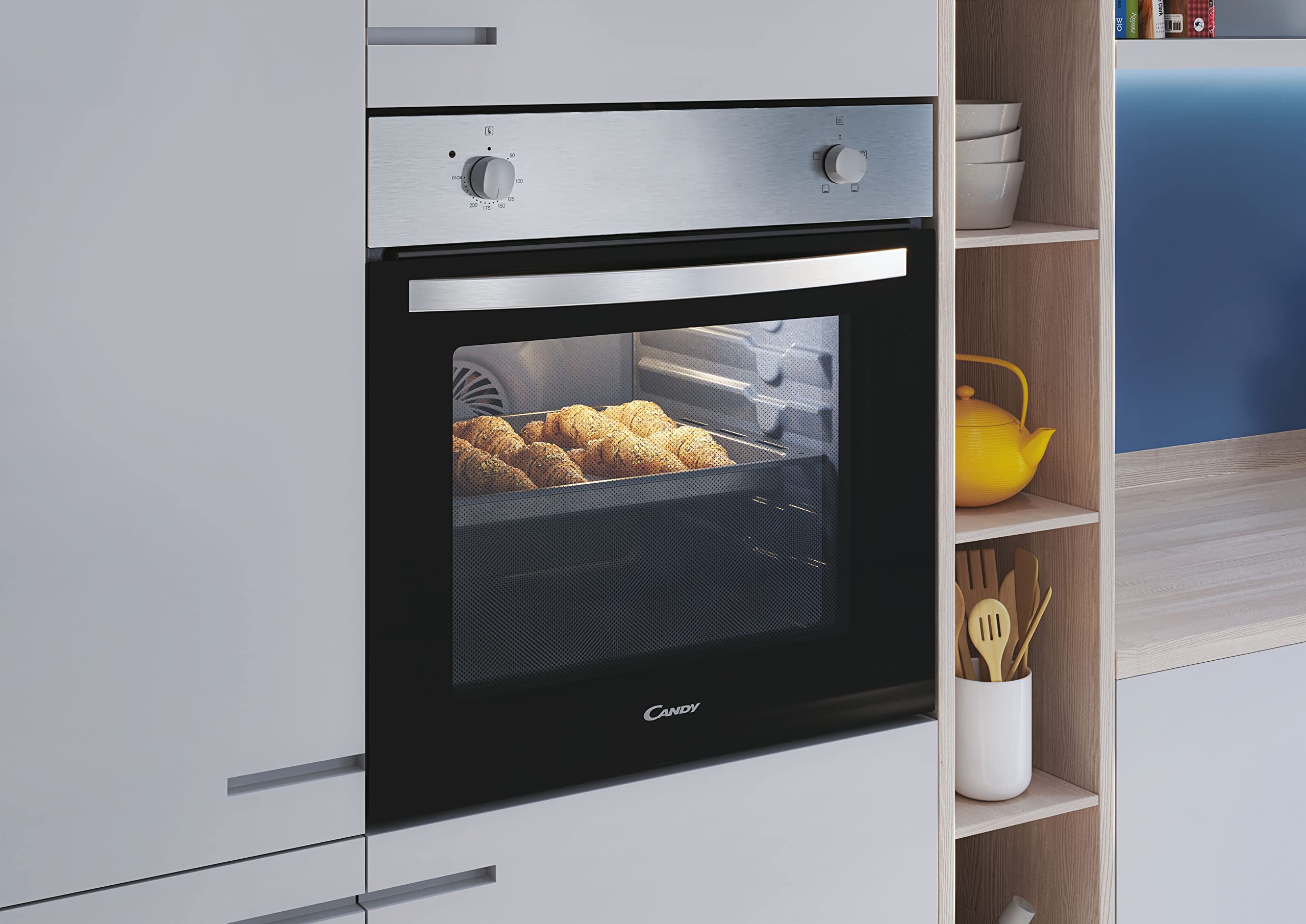 Candy Idea FIDCP X200, Horno Estático, 70L, 2400W, 1 Bandeja y 1 Rejilla, Ventilación Radial & Microondas Integrable con Grill, 20L, 1250W, 8 Funciones, Digital, 8 Programa