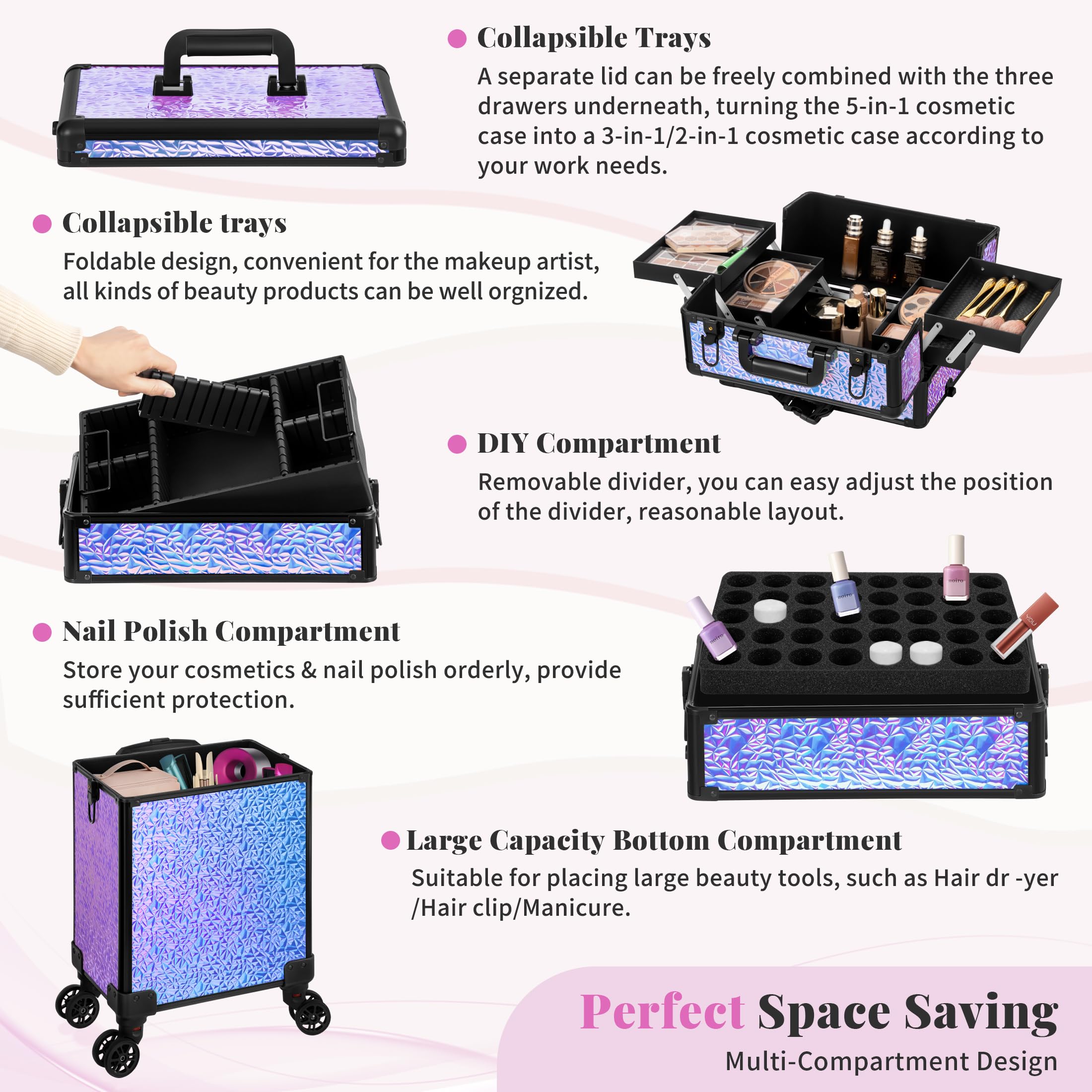 Rolling Makeup Case with Lid