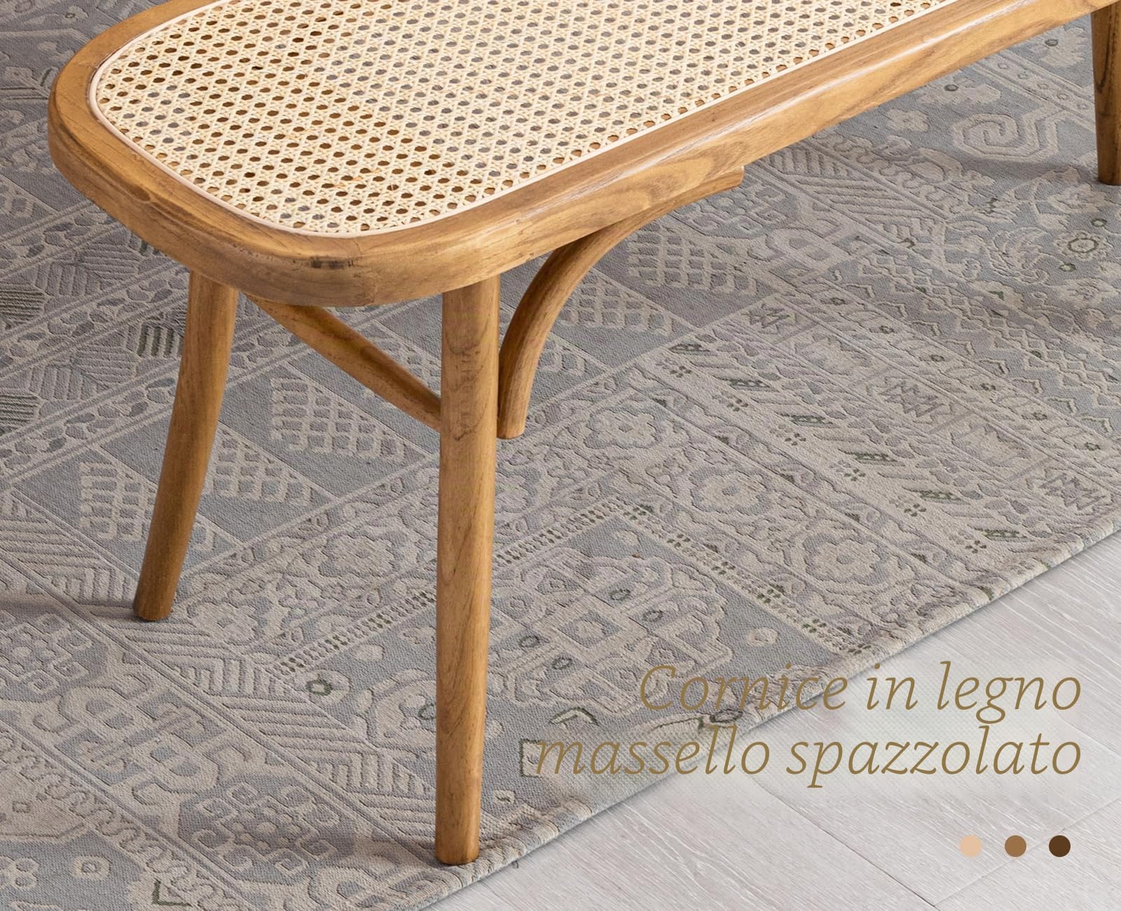 chairus Panche per Soggiorno in Legno Panca da Ingresso Rattan Panca da Pranzo per Cucina (Giallo)