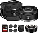 Canon RF 50mm f/1.8 STM Lens | Compact Standard Prime with Bright f/1.8 Aperture & Smooth STM Autofocus | for Portraits, Street, & Everyday Photography (4515C002) + Adapter EF-EOS R + Bag + 64GB Card