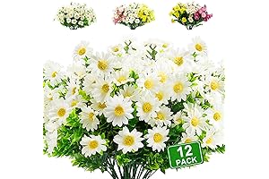 Aufind 12 Bundles Artificial Daisies for Outdoors
