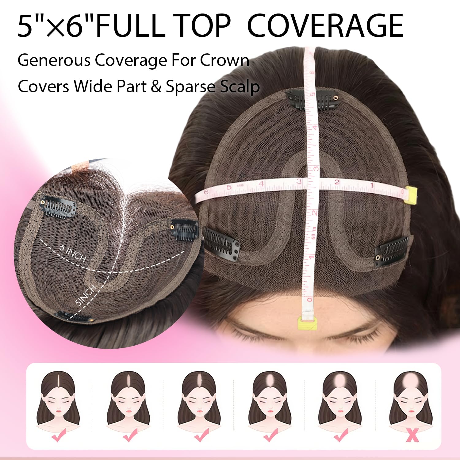 Isaic Synthetic Clip-In Hair Topper with Adjustable Band